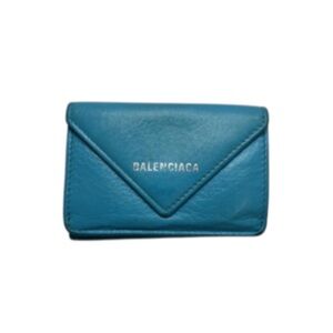 Balenciaga Blue Envelope Card Holder Tri-Fold Wallet